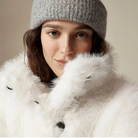 New J Crew Collection White Faux Fur Coat Jacket Medium NWT - Picture 4 of 9